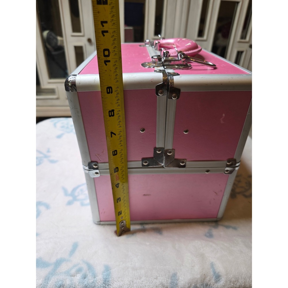 Caboodles Pink Aluminum Makeup Train Case Professional Vanity Storage Box 4 Tray - Picture 15 of 16